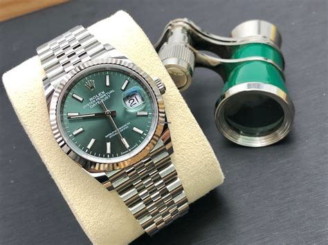 rolex datejust mint green price